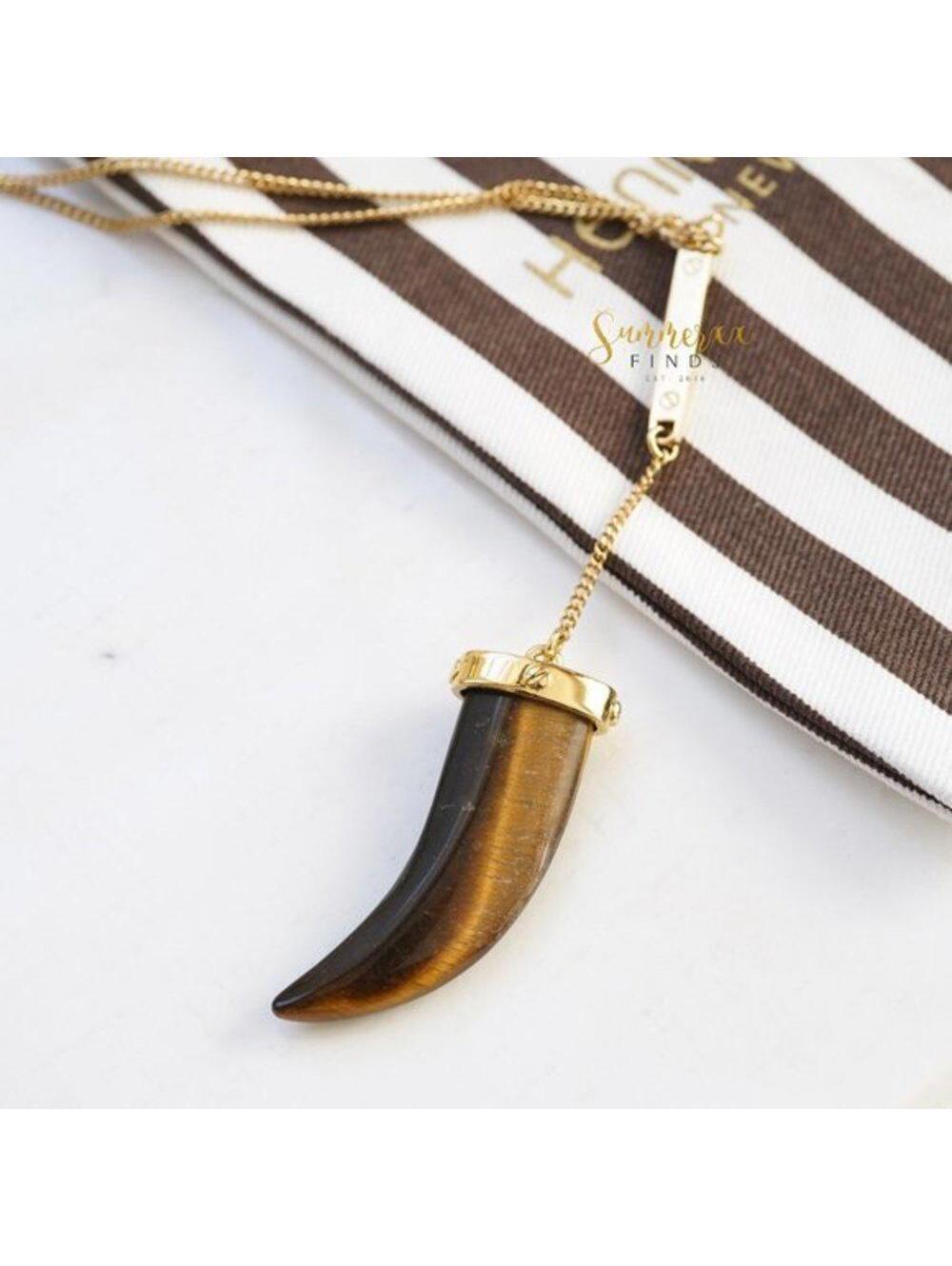 Henri Bendel Tigers Eye Horn Pendant Necklace